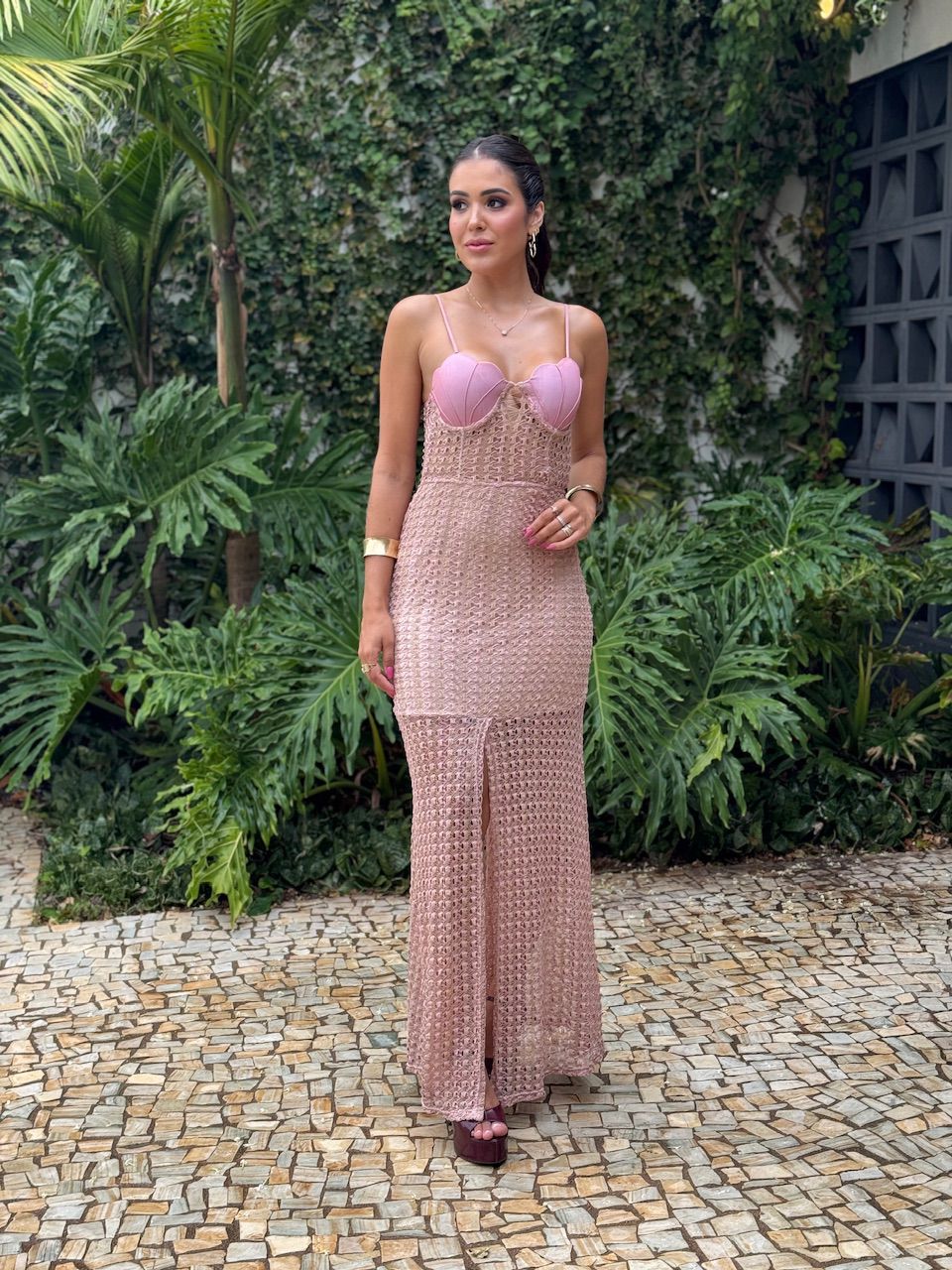 VESTIDO ARIEL RENDA ROSE - 0012510189 - ISABELA MENEZES