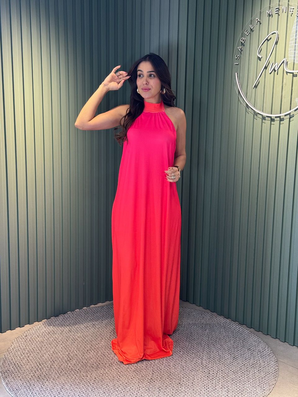VESTIDO LONGO LENITA PINK / LARANJA - 0009320223 - ISABELA MENEZES