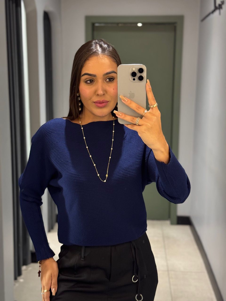 BLUSA ELIANA TRICOT AZUL MARINHO - 0013280145 - ISABELA MENEZES
