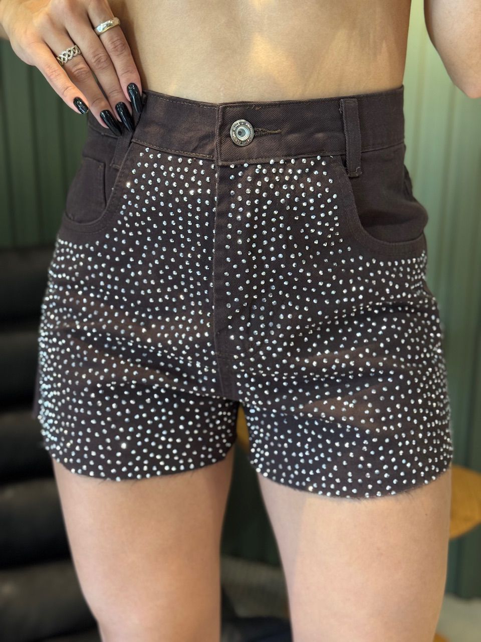 SHORT BRILHO MAVIE MARROM - 0014400020 - ISABELA MENEZES