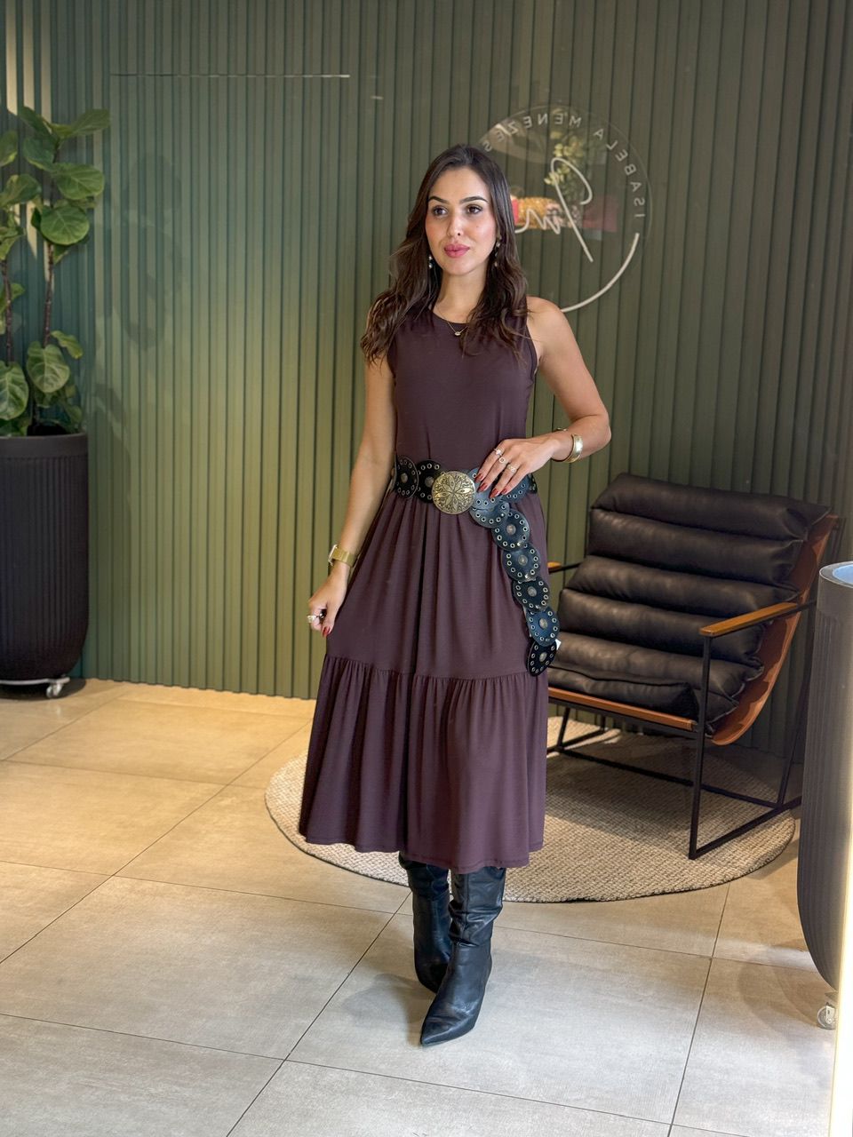 VESTIDO GABRIELA MARROM - 0012420020 - ISABELA MENEZES
