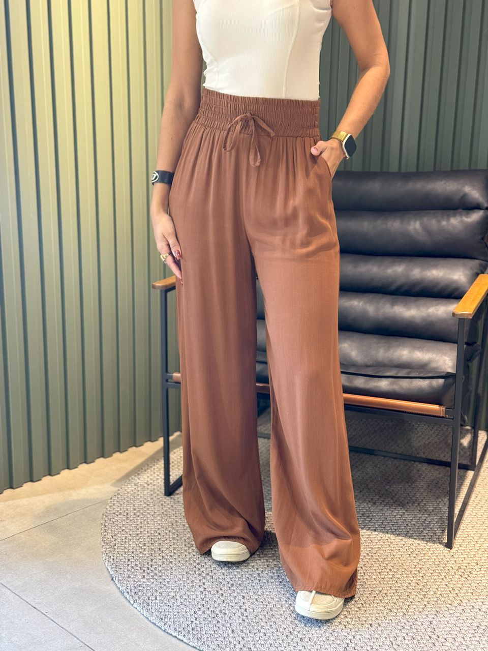 CALÇA PANTALONA LUARA TERRA COTA - 0012400021 - ISABELA MENEZES