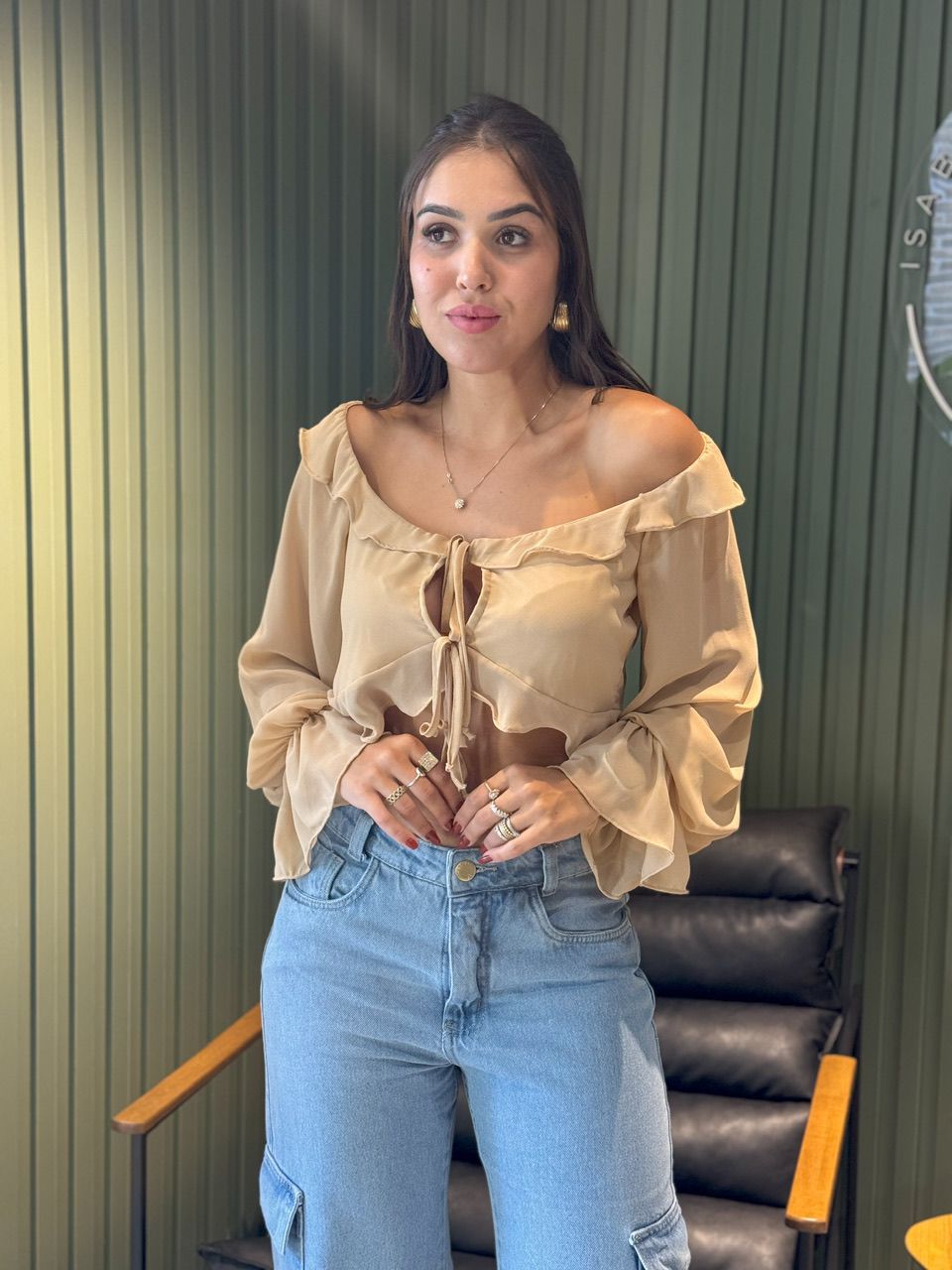 CROPPED LUIZA CREME - 0012380054 - ISABELA MENEZES