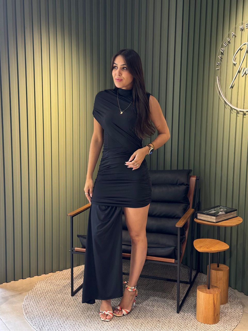VESTIDO TASIA DRAPEADO PRETO - 0013140004 - ISABELA MENEZES
