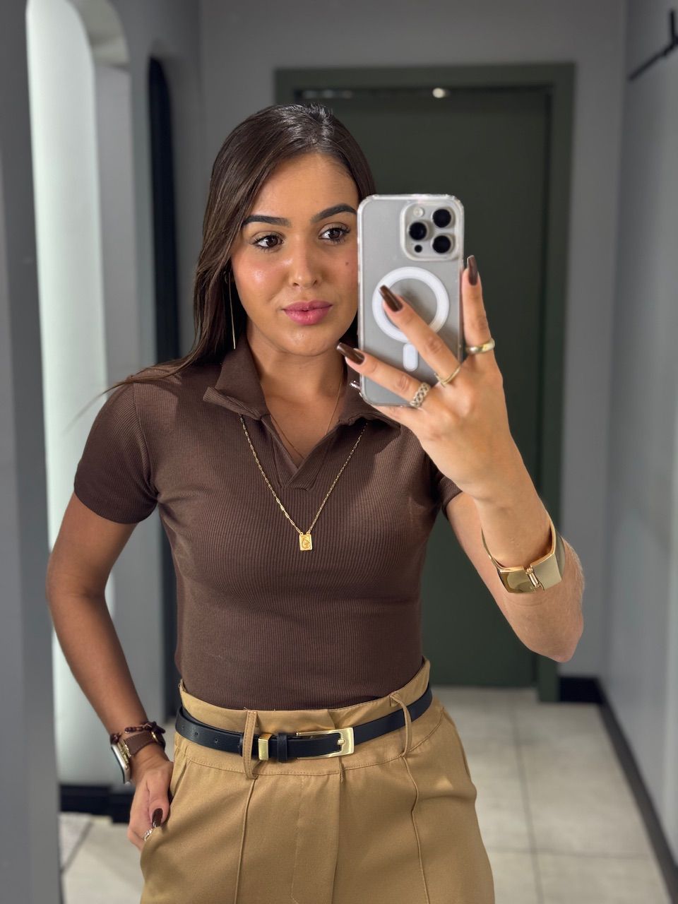BABY LOOK POLO ANA MARROM - 0010200020 - ISABELA MENEZES