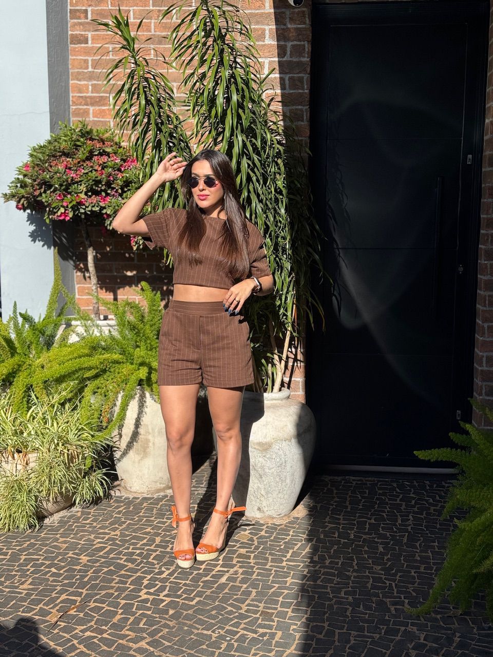 CONJUNTO ANA RISCA DE GIZ MARROM - 0014230020 - ISABELA MENEZES