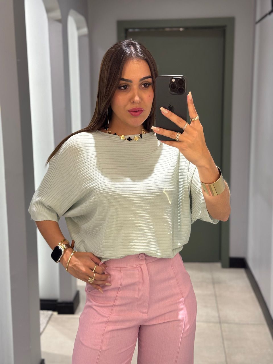 BLUSA HELENA MANGUINHAS VERDE - 0013030005 - ISABELA MENEZES