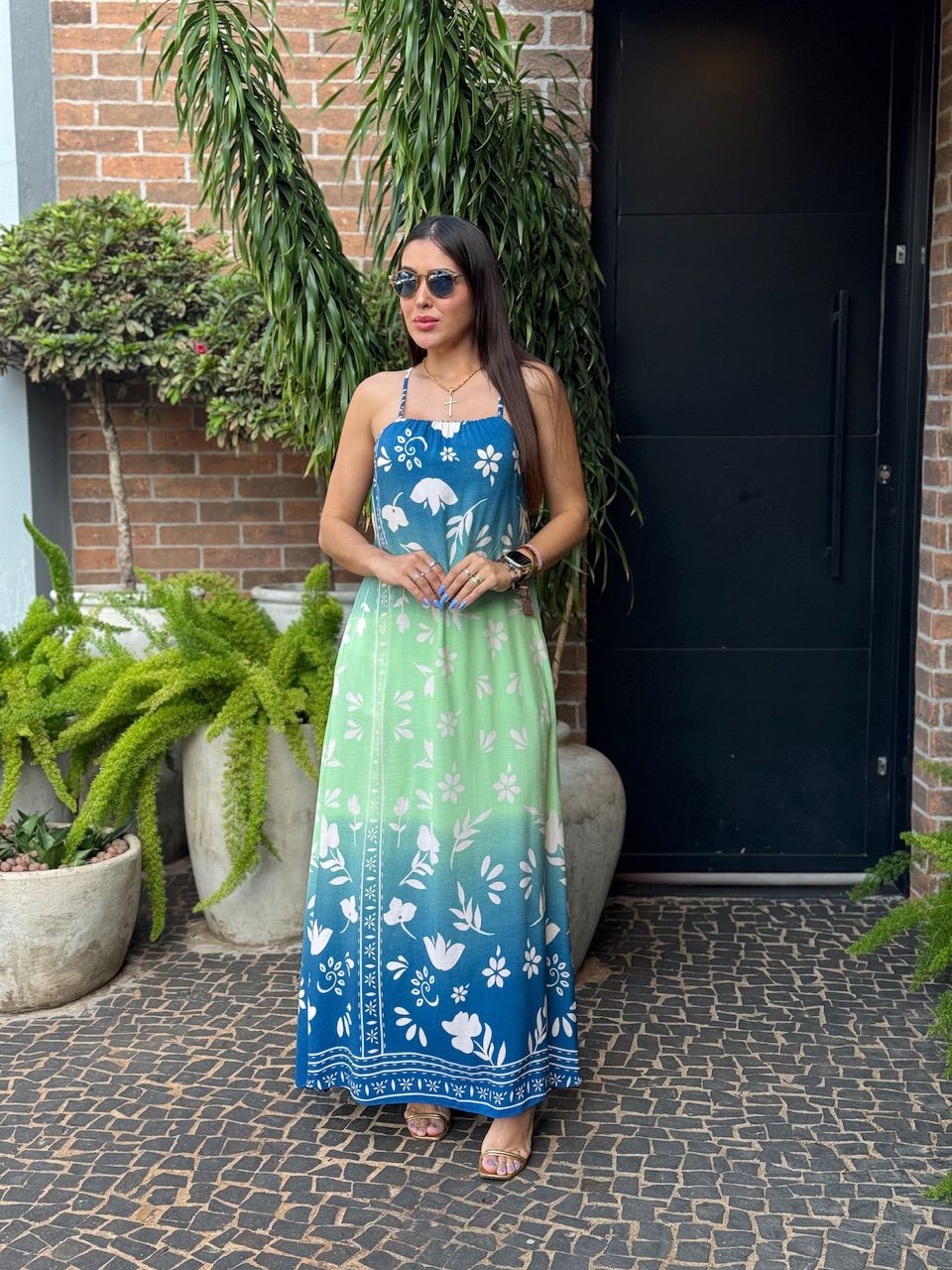 VESTIDO VANESSA BICOLOR AZUL - 0014540033 - ISABELA MENEZES