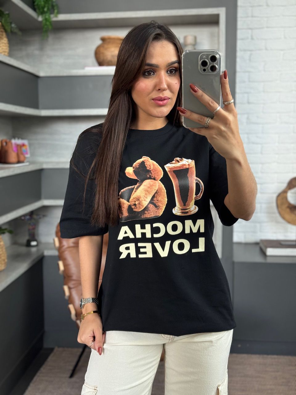 MAX T-SHIRT MOCHA LOVER PRETO - 0013930004 - ISABELA MENEZES