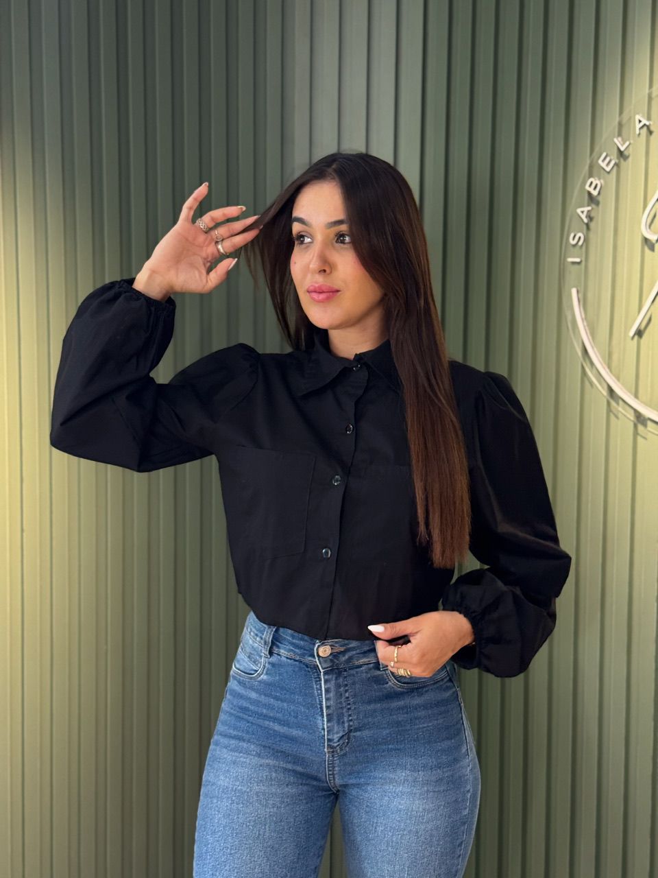 CAMISA CROPPED IARA PRETO - 0002040004 - ISABELA MENEZES