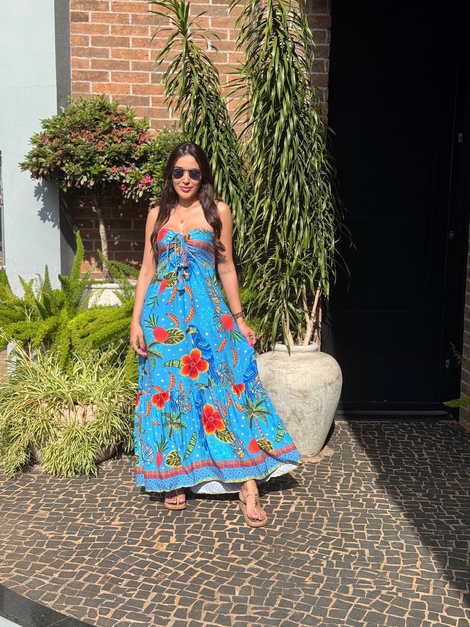 VESTIDO LONGO TALIA AZUL EST ARARA - 0006630130 - ISABELA MENEZES