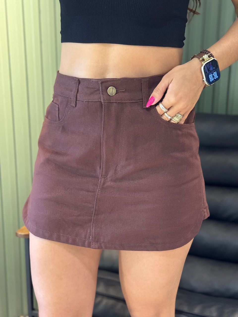 SHORT SAIA DENIM CACAU - 0010400235 - ISABELA MENEZES