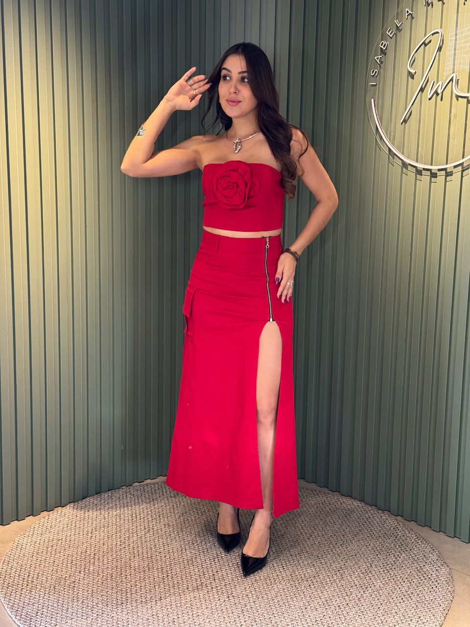 CONJUNTO LAILA FLOR VERMELHO - 0010800044 - ISABELA MENEZES