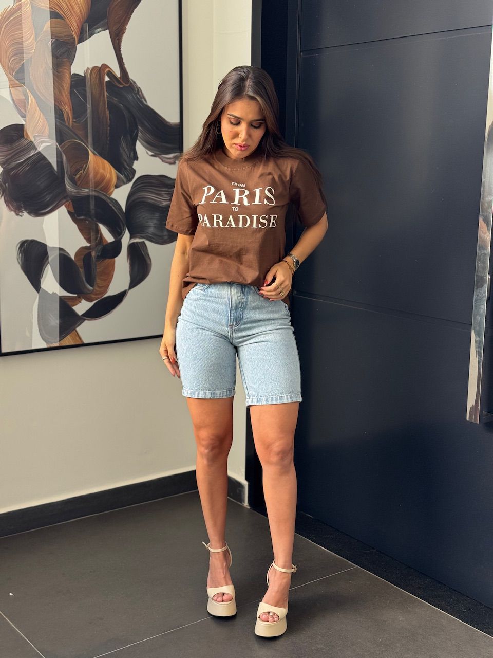 T-SHIRT FROM PARIS MARROM - 0013810020 - ISABELA MENEZES