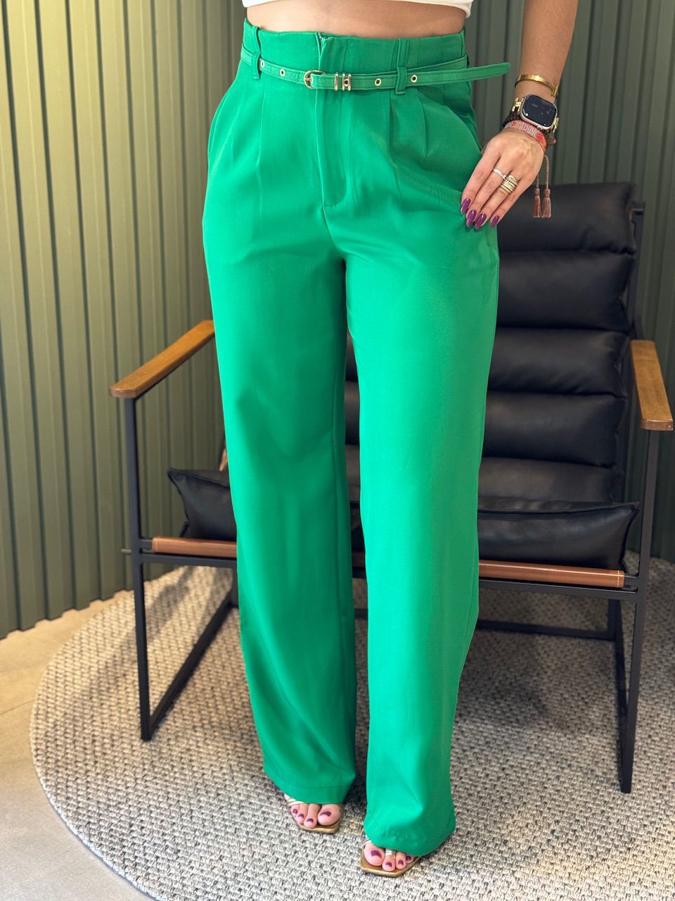 CALÇA PANTALONA ALFAIATARIA VERDE - 0007150005 - ISABELA MENEZES