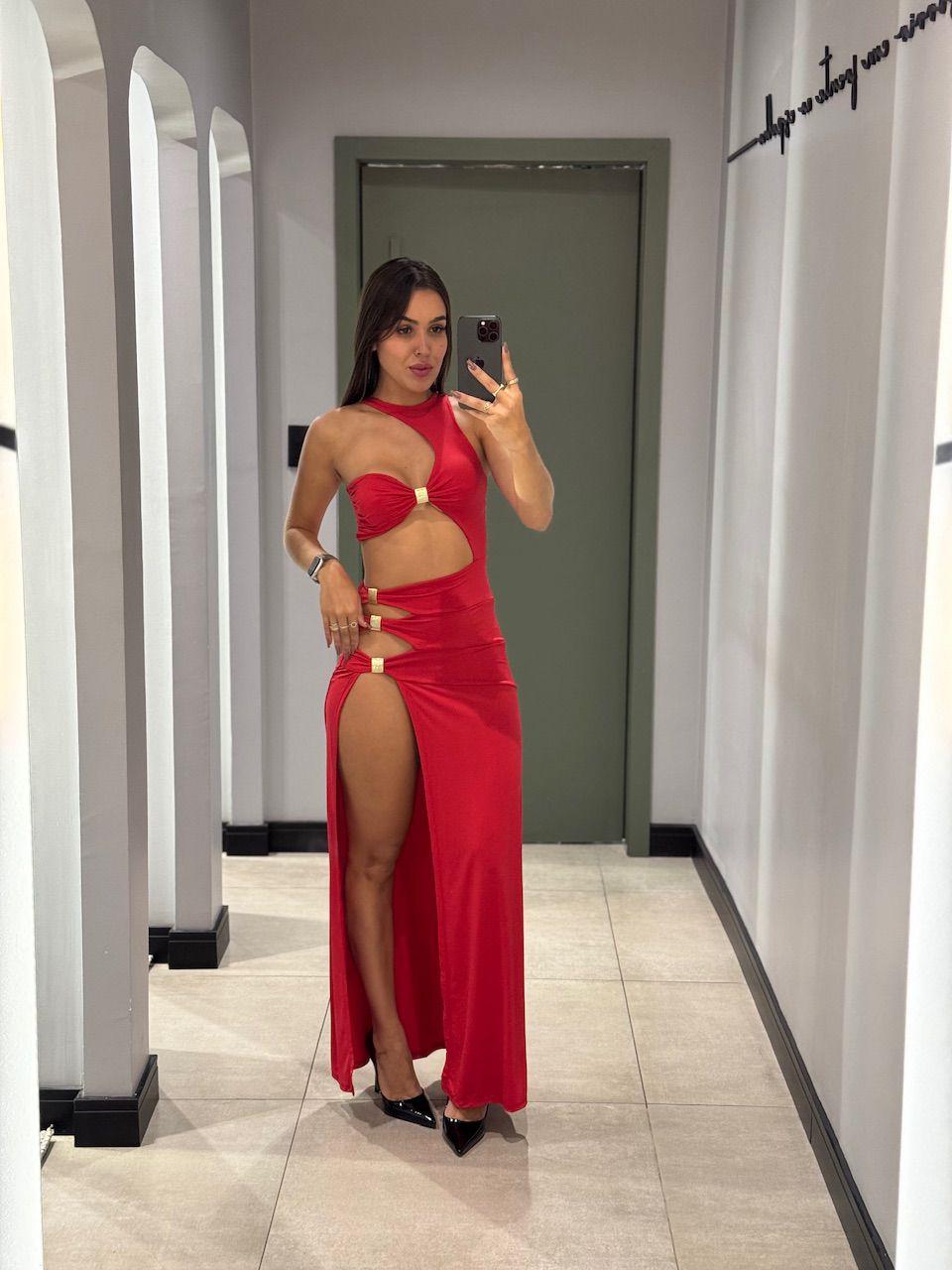 VESTIDO KATIA ABERTO VERMELHO - 0012830044 - ISABELA MENEZES