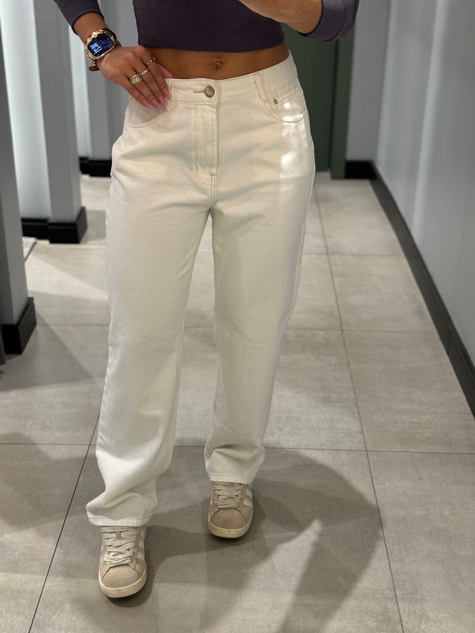 WIDE LEG JEANS RETA CRMN OFF WHITE - 0009960003 - ISABELA MENEZES