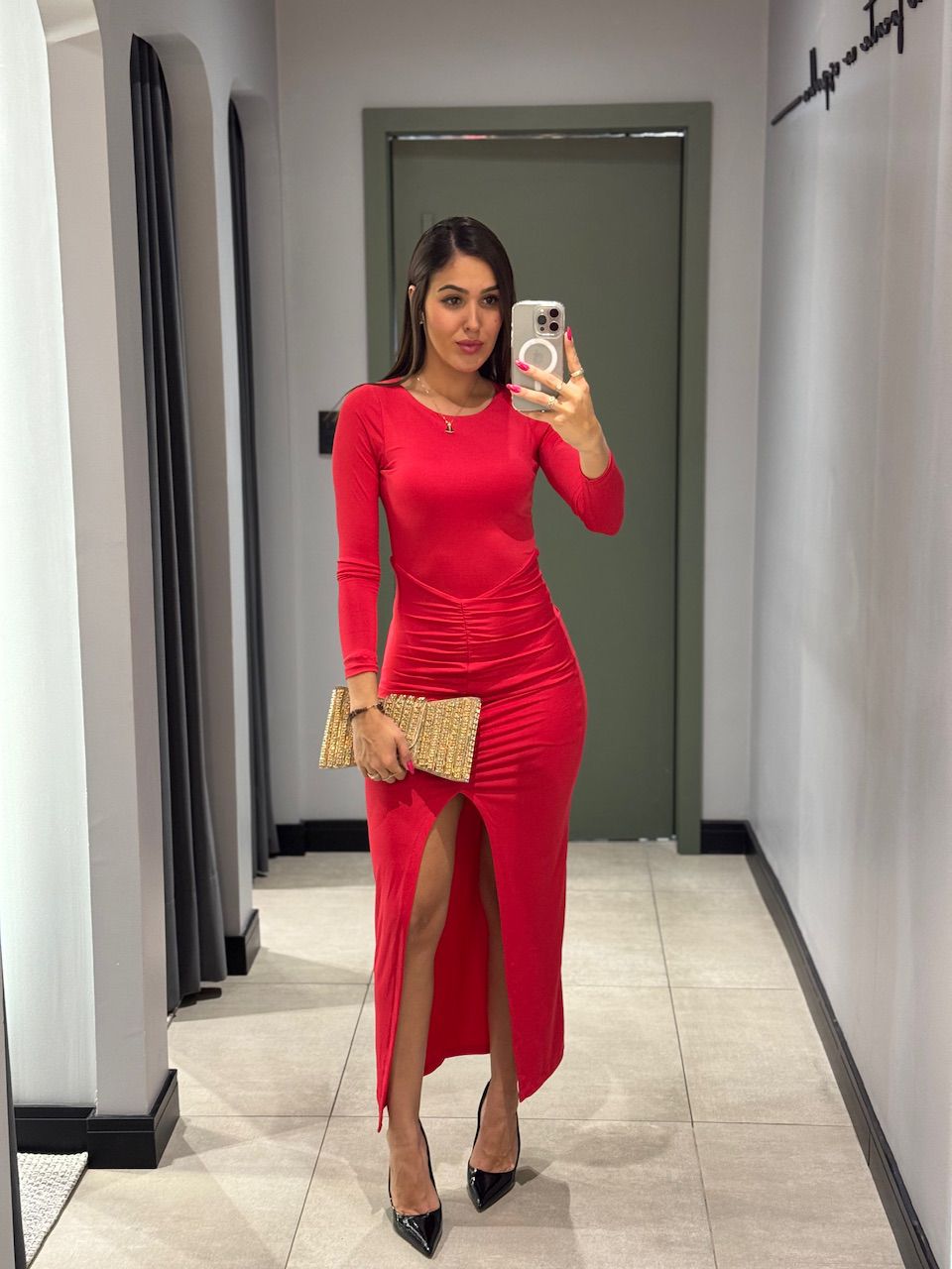 VESTIDO GRECIA DRAPEADO VERMELHO - 0013510044 - ISABELA MENEZES