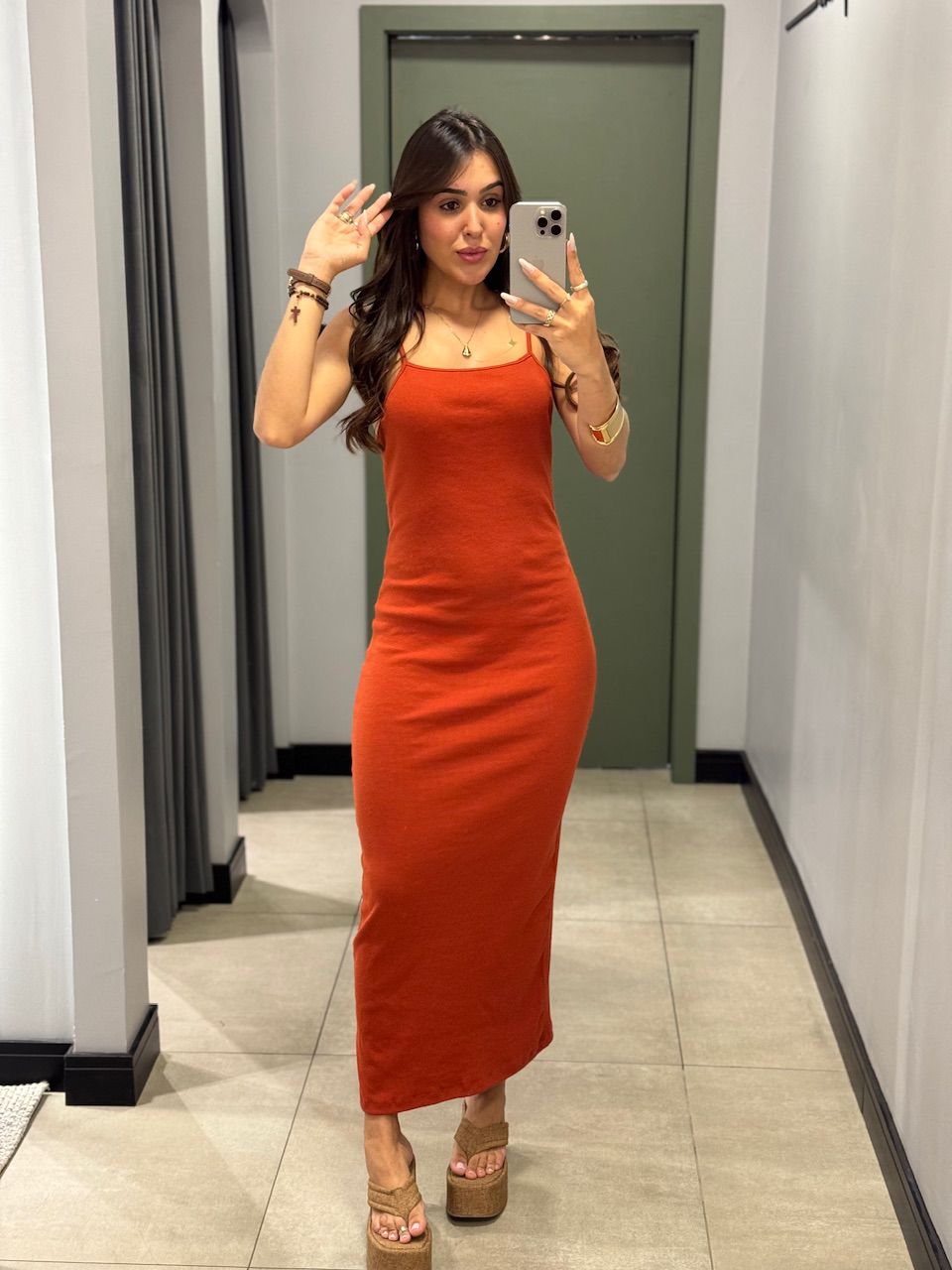 VESTIDO CARLA MIDI LARANJA - 0013790027 - ISABELA MENEZES