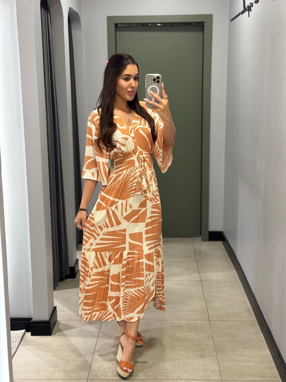 VESTIDO ISIS LARANJA ESTAMPADO - 0011710101 - ISABELA MENEZES