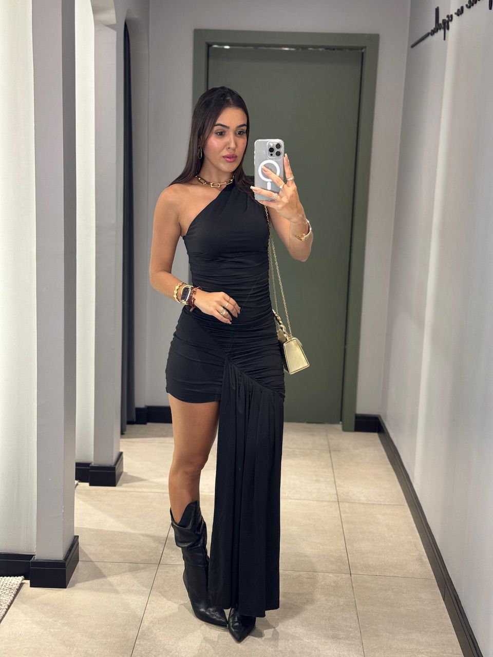 VESTIDO DEBORA PALA PRETO - 0013180004 - ISABELA MENEZES