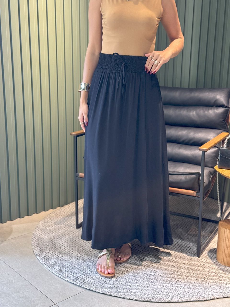 SAIA LONGA CÓS ELASTICO PRETO - 0012890004 - ISABELA MENEZES