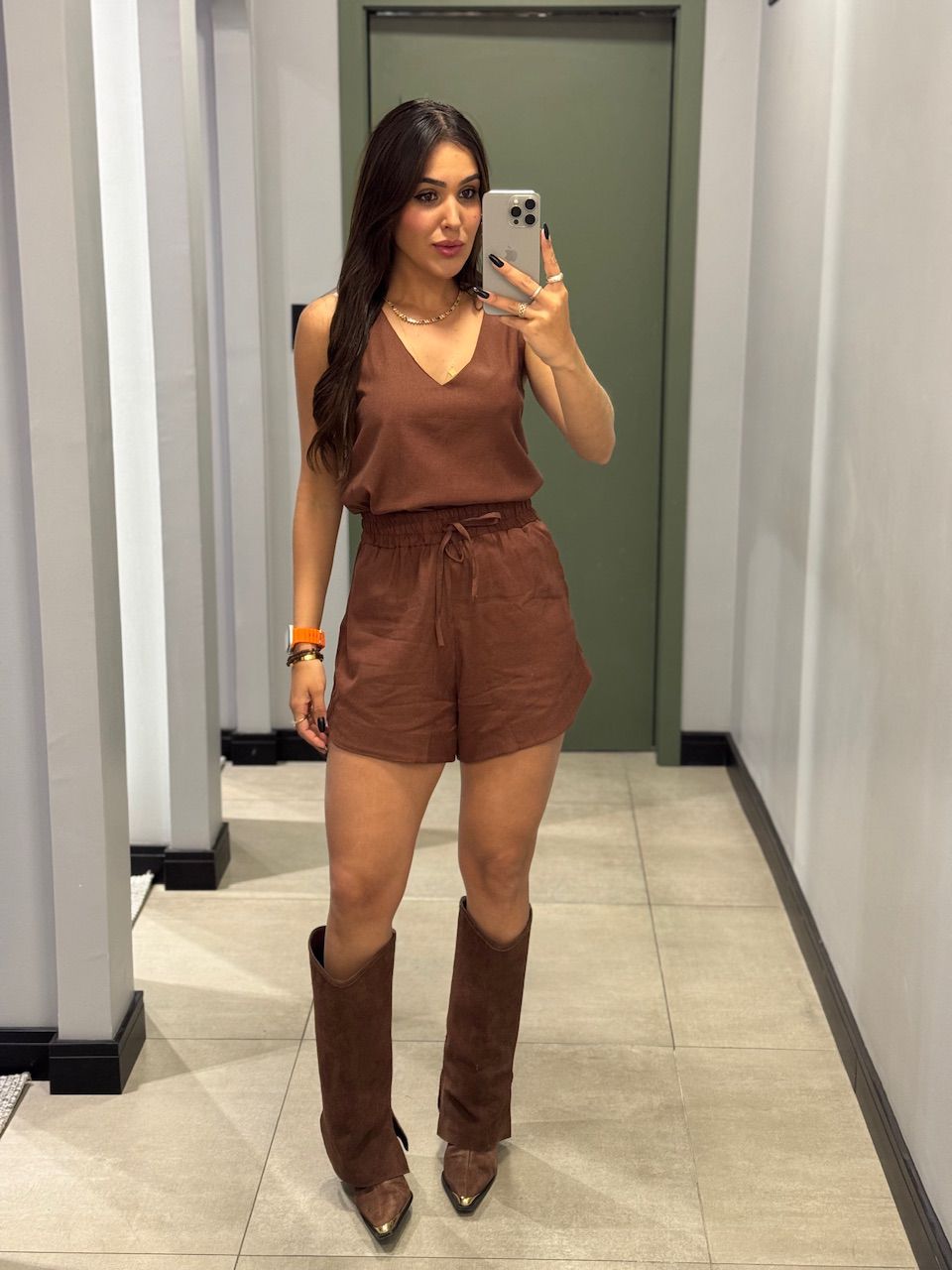 CONJUNTO REBECA SHORT MARROM - 0014120020 - ISABELA MENEZES