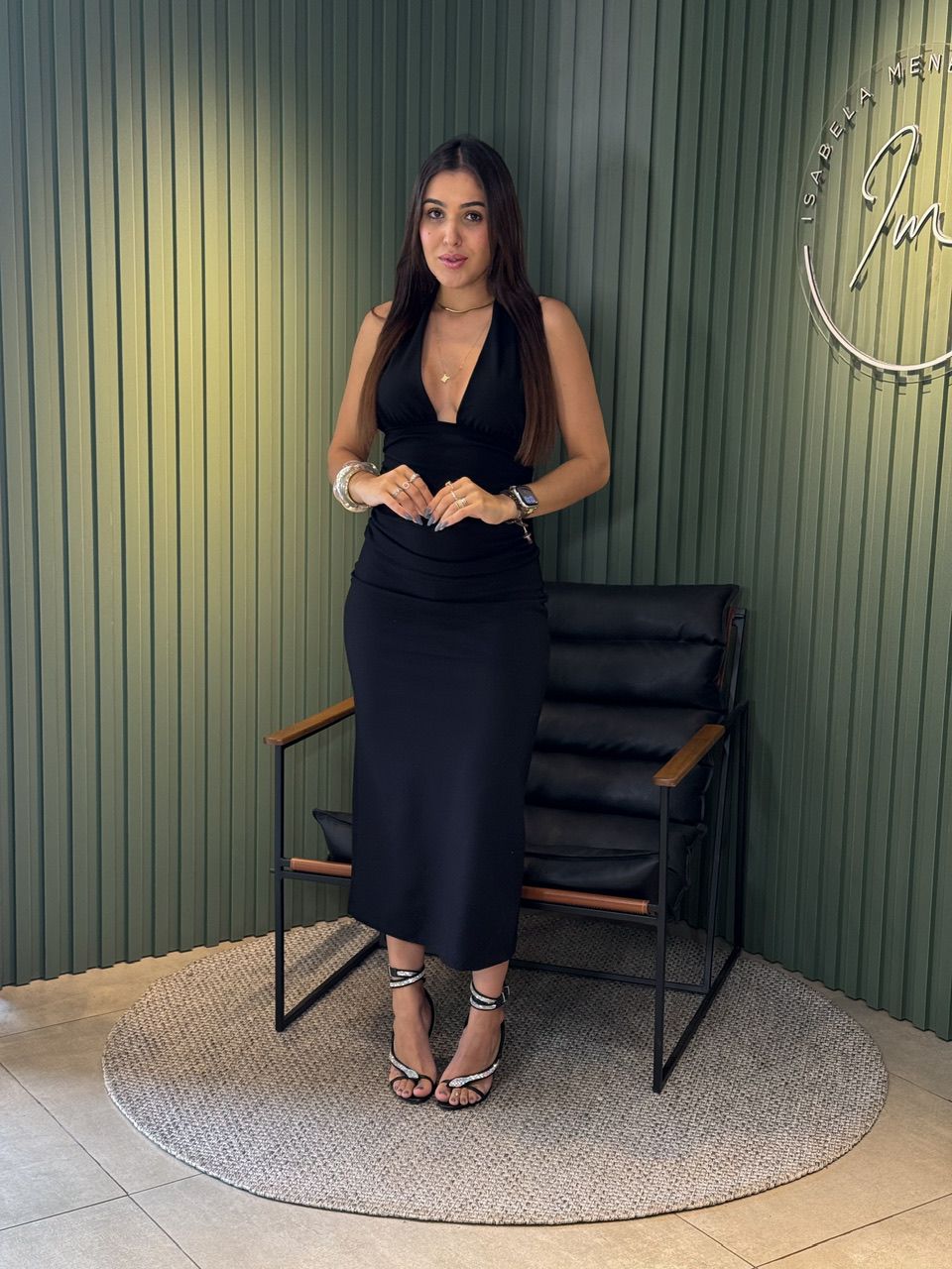 VESTIDO ELEONORA MIDI PRETO - 0014500004 - ISABELA MENEZES