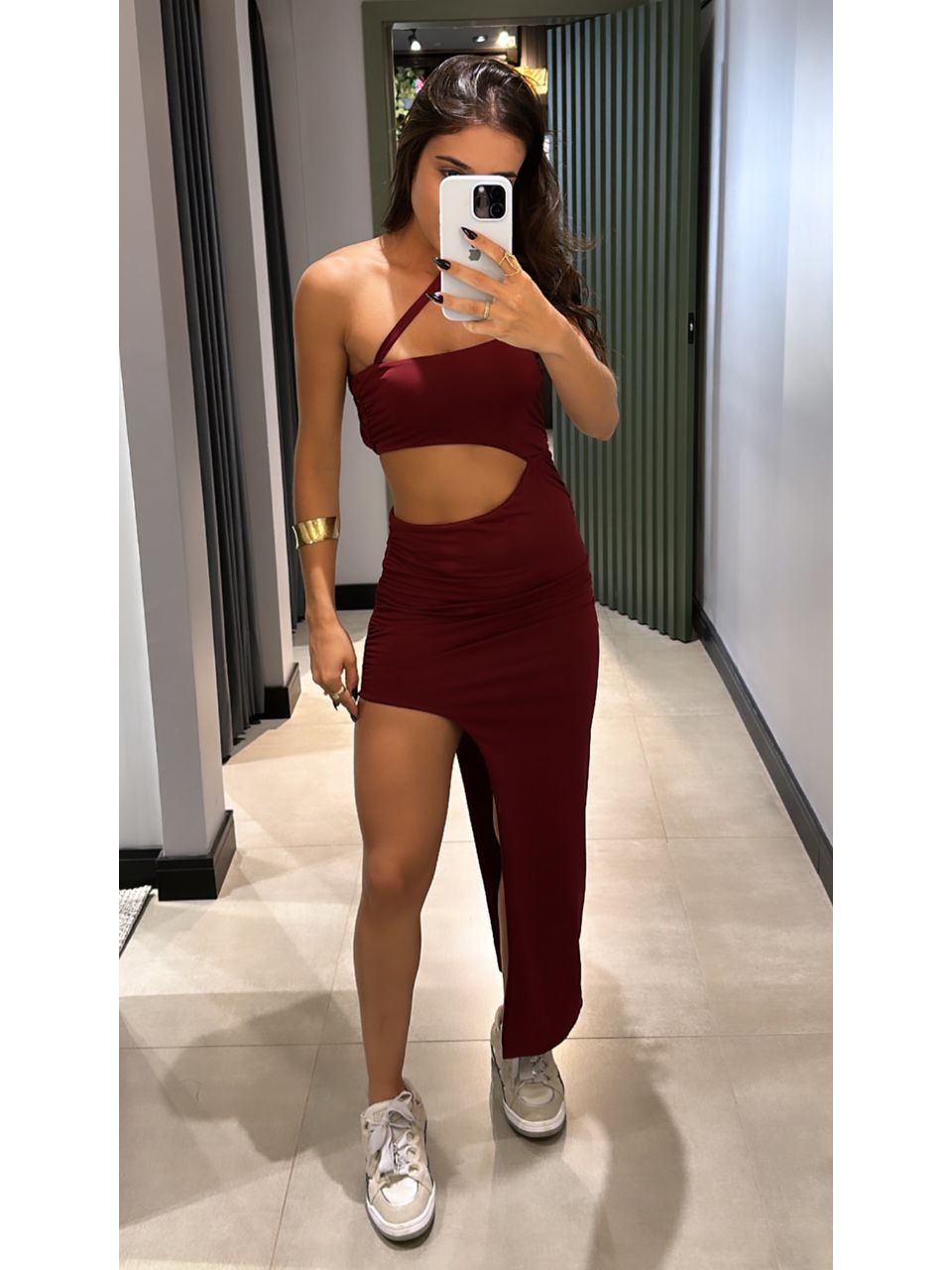 VESTIDO MAYA FENDA MARSALA - 0003150056 - ISABELA MENEZES