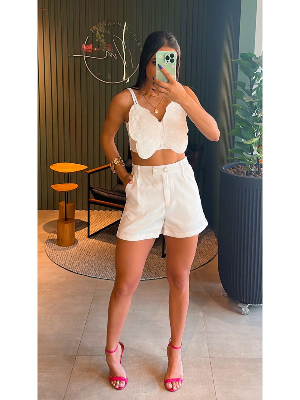 CONJUNTO BORBOLETA ALFAIATARIA OFF WHITE - 0002750... - ISABELA MENEZES