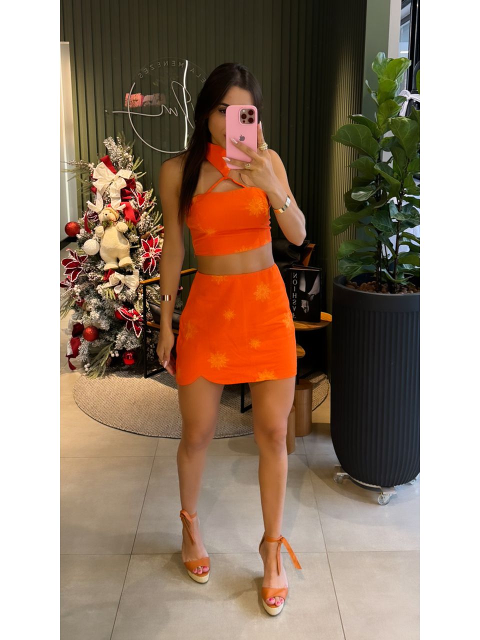 CONJUNTO FLOWERS LARANJA - 0005680027 - ISABELA MENEZES