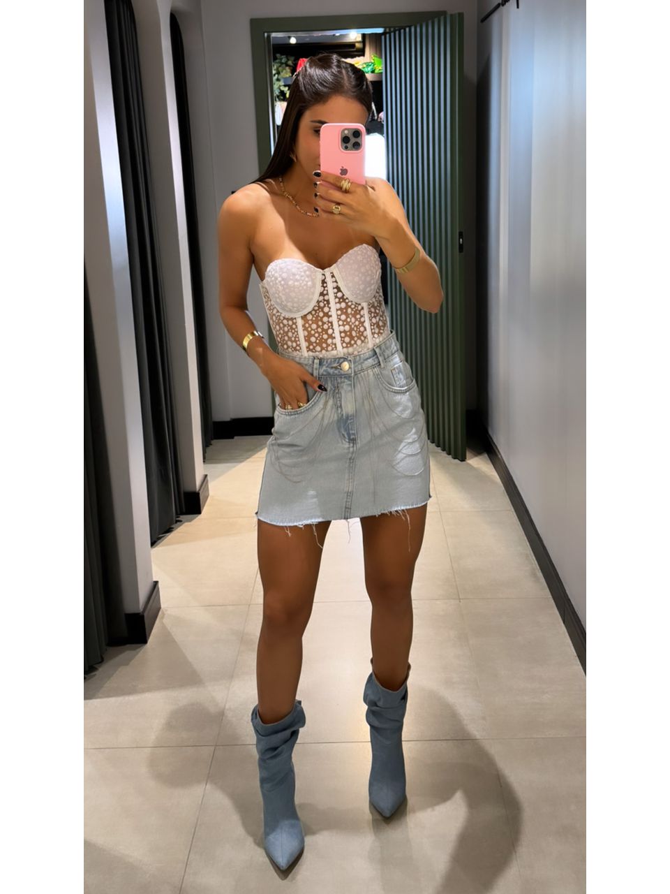 CORSELET TULE LUREX BRANCO - 0002120002 - ISABELA MENEZES