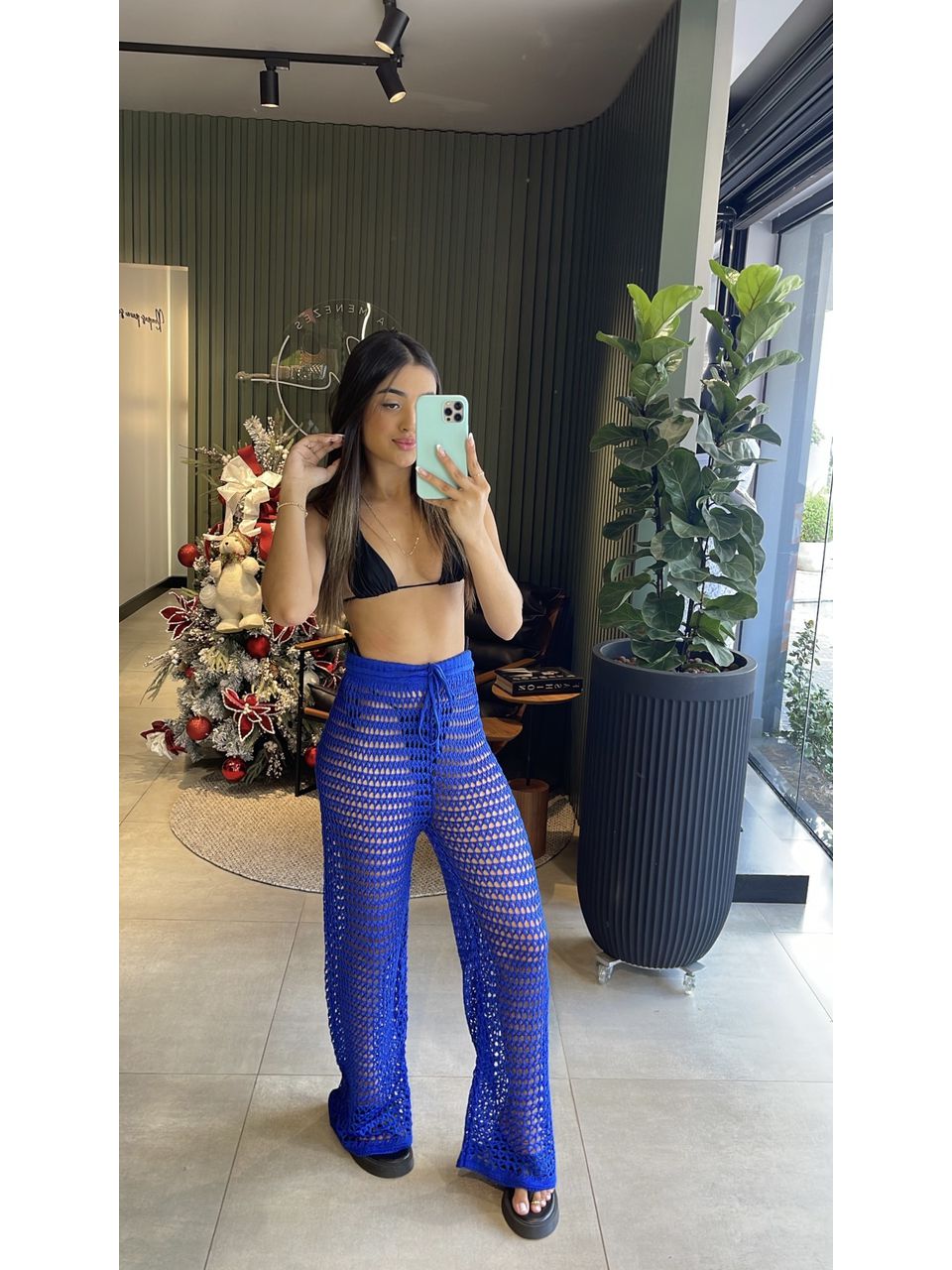 SAÍDA CALÇA CROCHÊ AZUL BIC - 0003830034 - ISABELA MENEZES