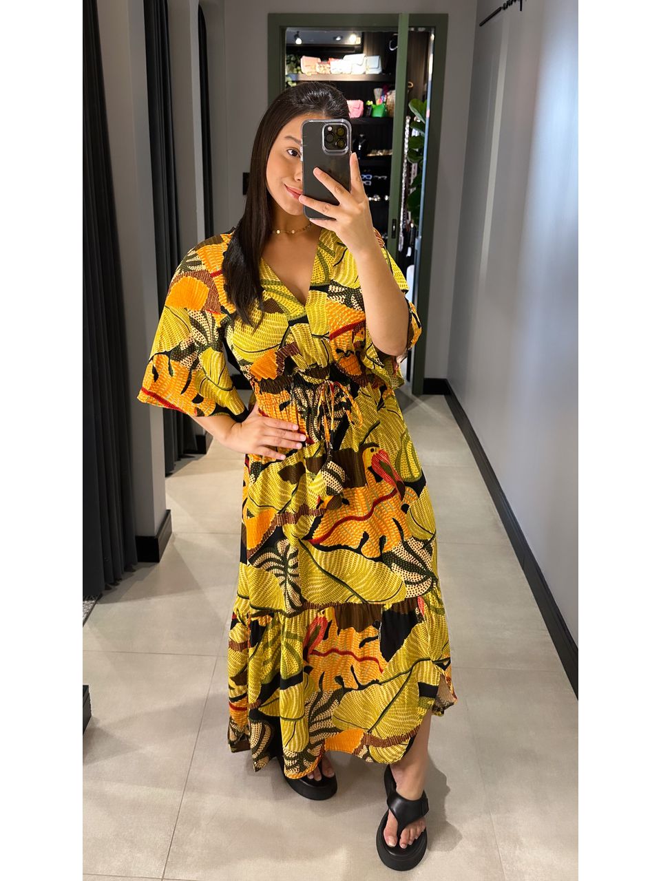 VESTIDO LISBOA PRETO COM ESTAMPA - 0006640112 - ISABELA MENEZES