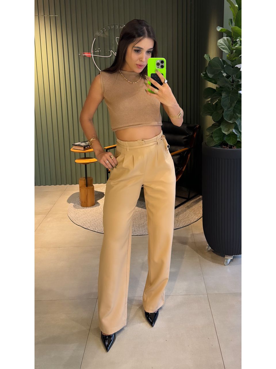 CALÇA PANTALONA ALFAIATARIA NUDE - 0007150010 - ISABELA MENEZES