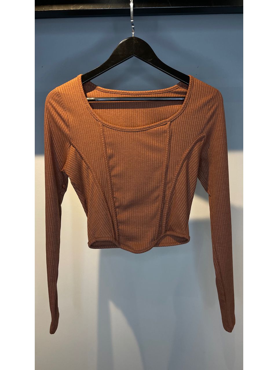 CROPPED VIES CANELADO MARROM - 0001770020 - ISABELA MENEZES