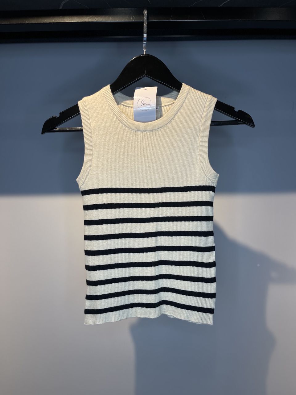 BLUSA LISTRADA TRICOT BEGE - 0007300009 - ISABELA MENEZES