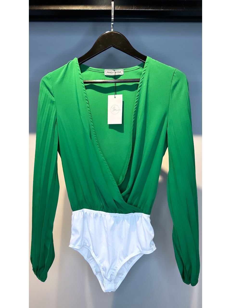 BODY MANGA PLISSADA VERDE - 0001580005 - ISABELA MENEZES