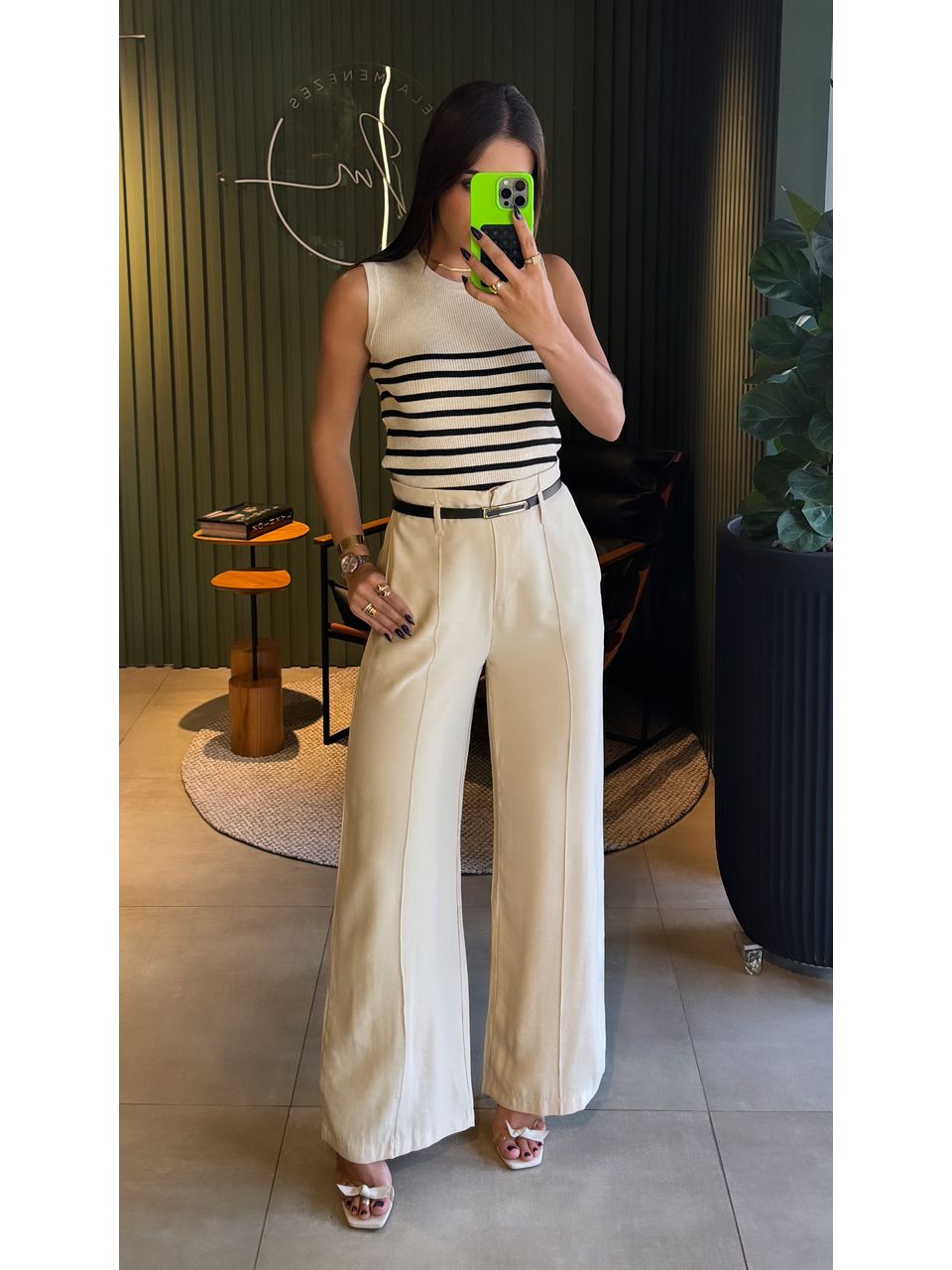 CALÇA PANTALONA IVI BEGE - 0007580009 - ISABELA MENEZES