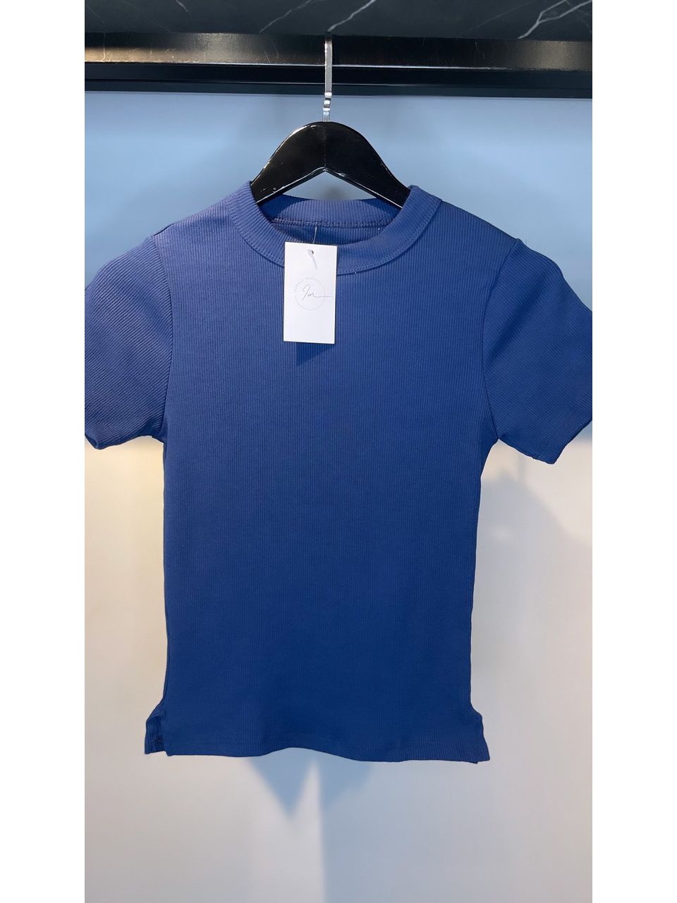 BLUSA BABY LOOK AZUL JEANS - 0008370147 - ISABELA MENEZES