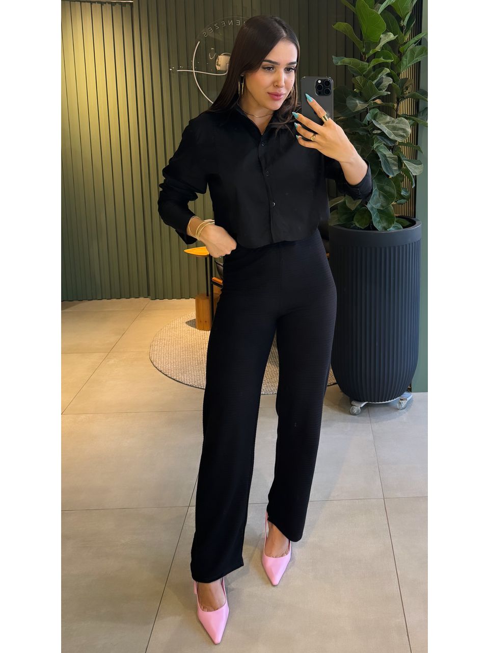 CALÇA TRICOT PANTALONA PRETO - 0008840004 - ISABELA MENEZES