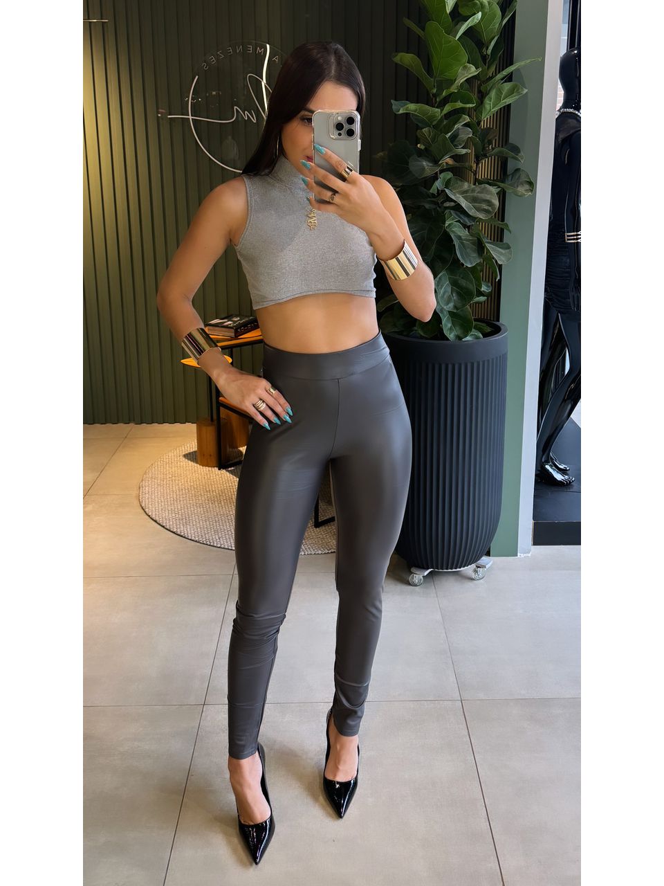 CALÇA LEGGING COURINO CHUMBO - 0008830151 - ISABELA MENEZES