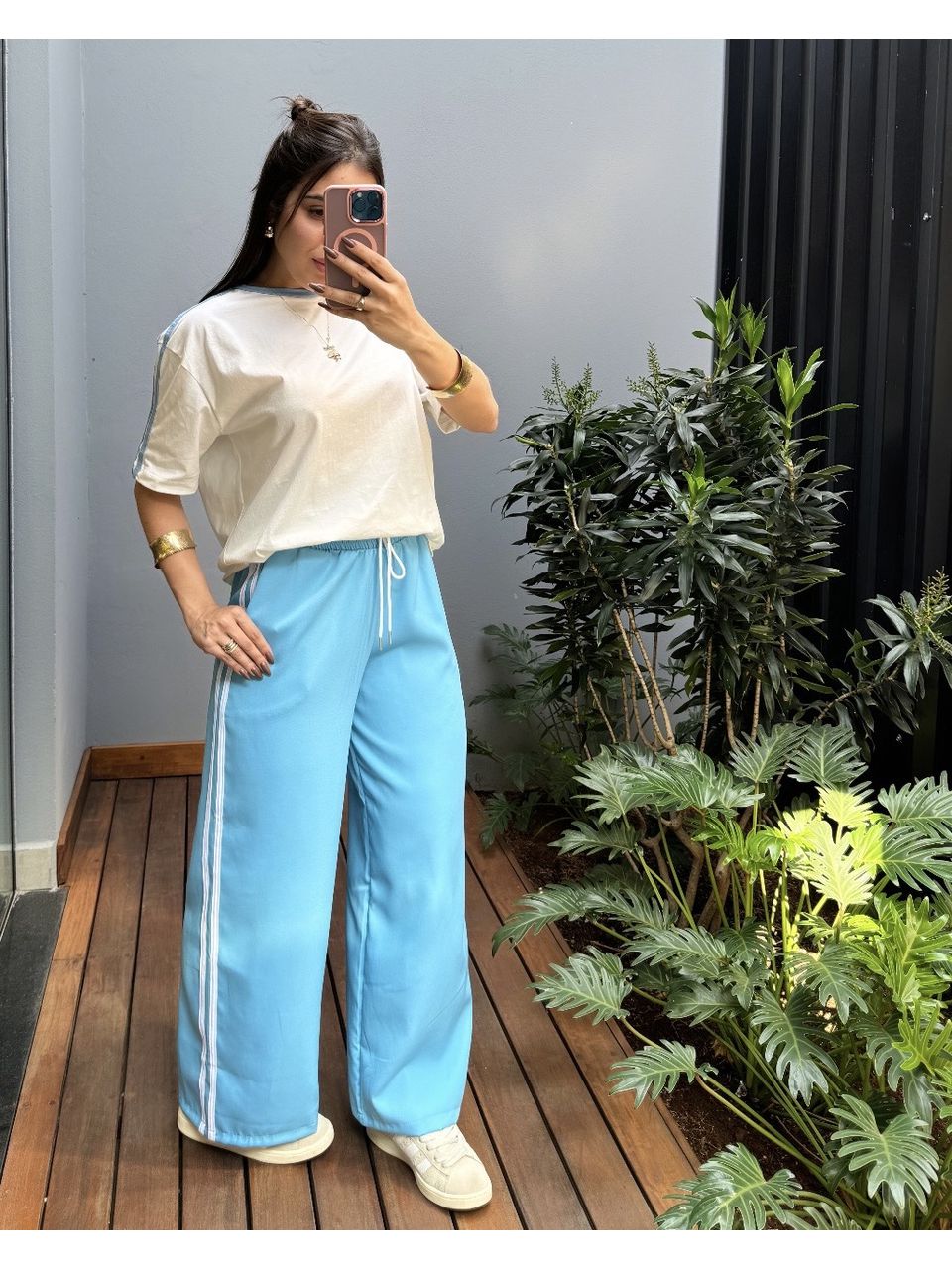 CALÇA TRACK PANTS AZUL BEBE - 0009780055 - ISABELA MENEZES