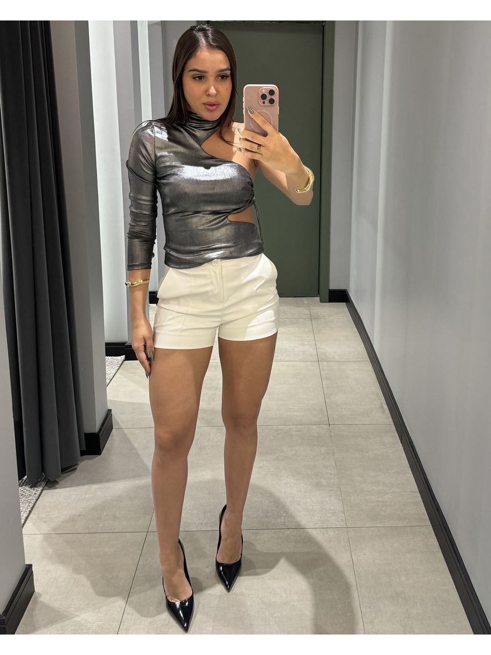 BLUSA METALIZADA NULA MANGA CHUMBO - 0009260151 - ISABELA MENEZES