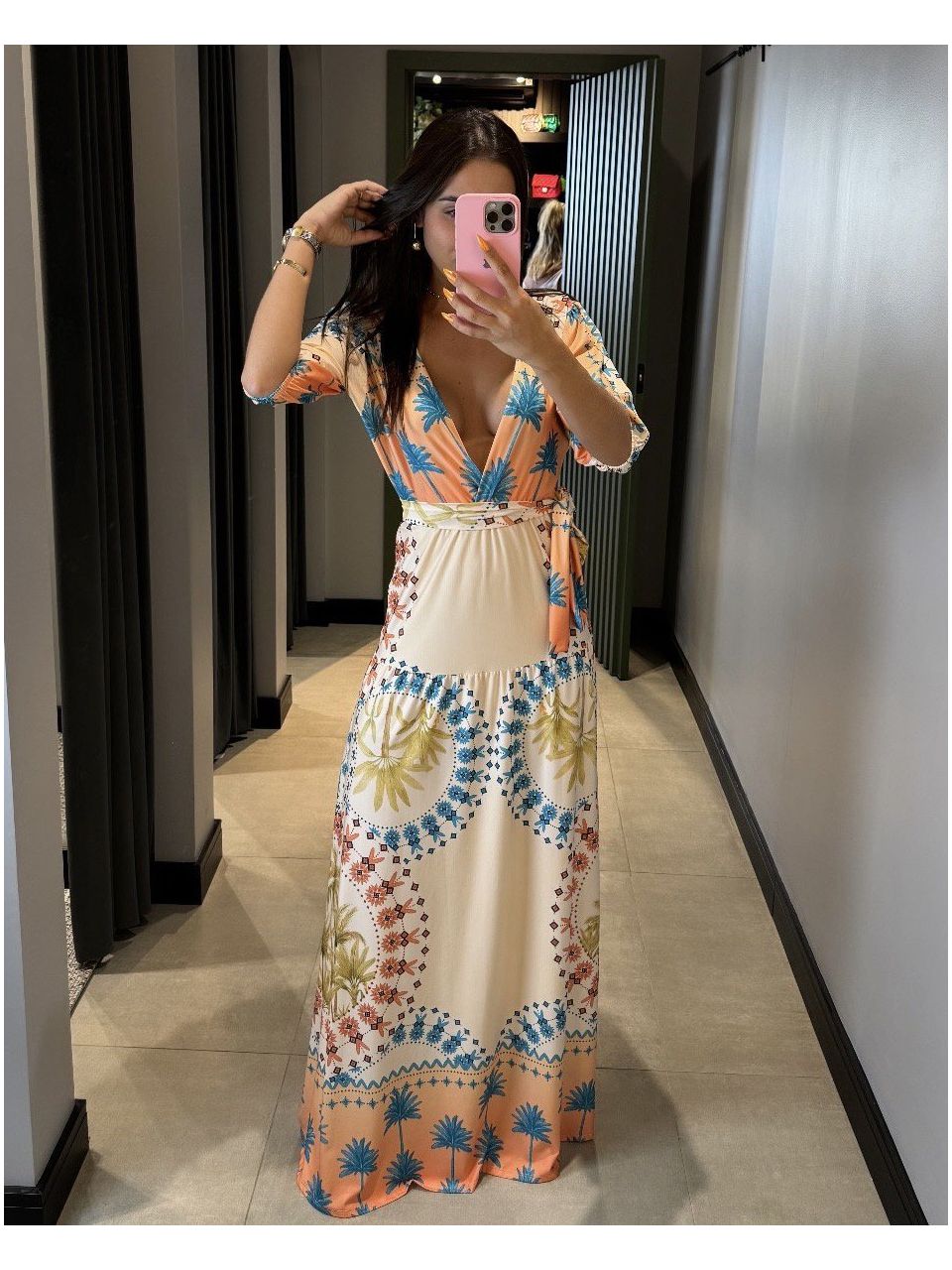 VESTIDO LONGO LUISA ESTAMPADO - 0001800065 - ISABELA MENEZES