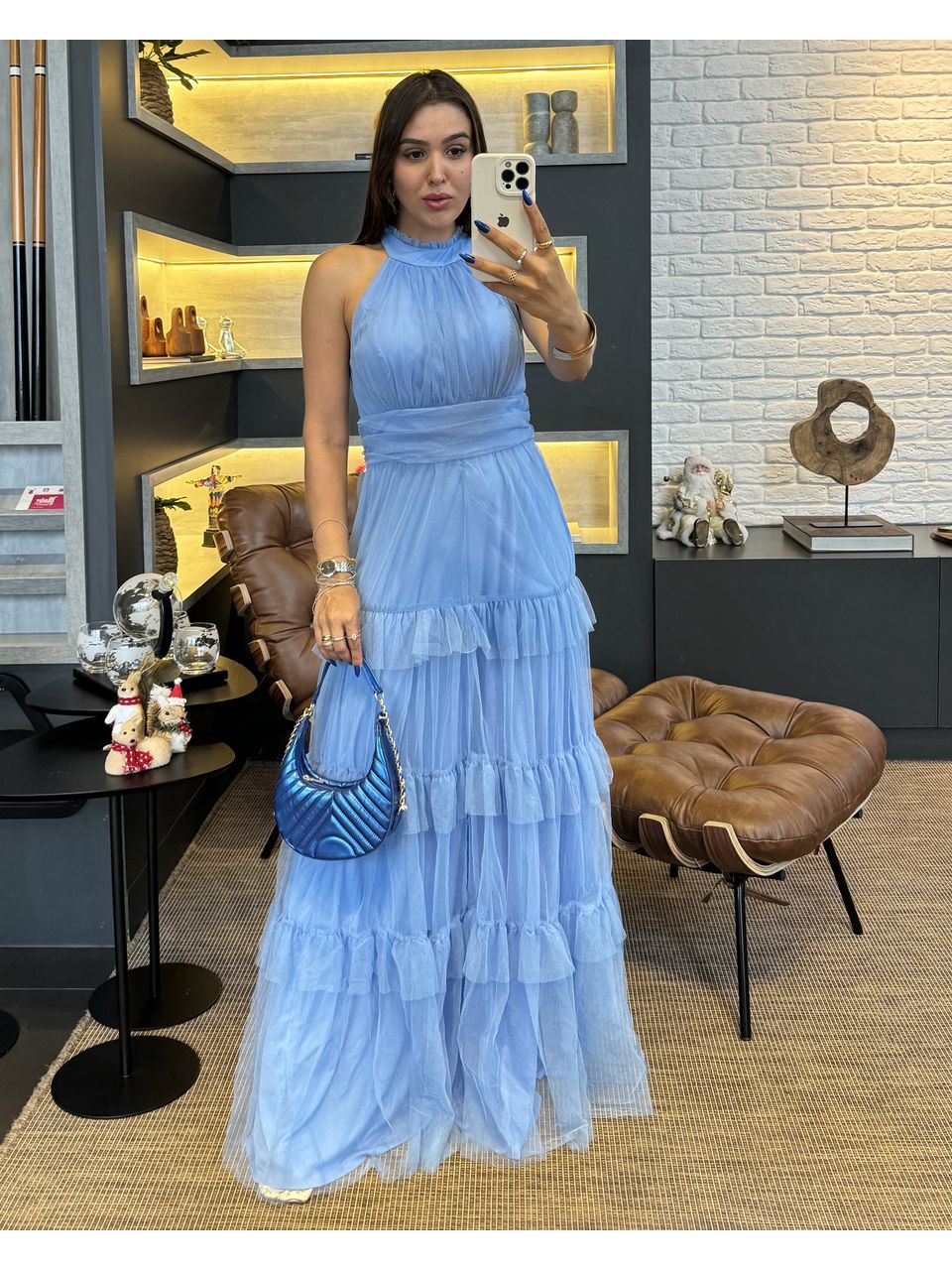 VESTIDO ELLEN AZUL SERENITTY - 0011260188 - ISABELA MENEZES