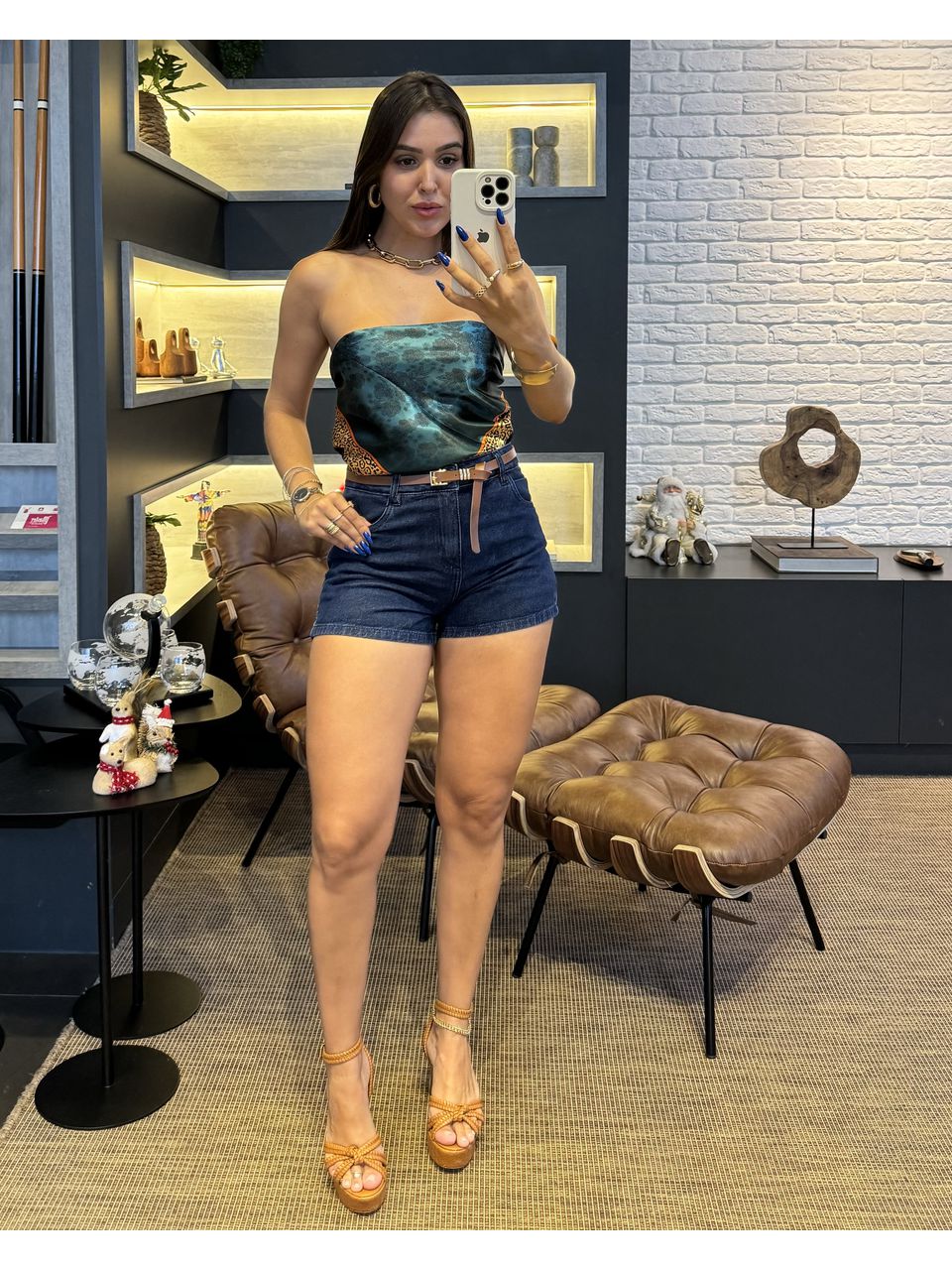 SHORT LEORINA JEANS ESCURO - 0010280142 - ISABELA MENEZES