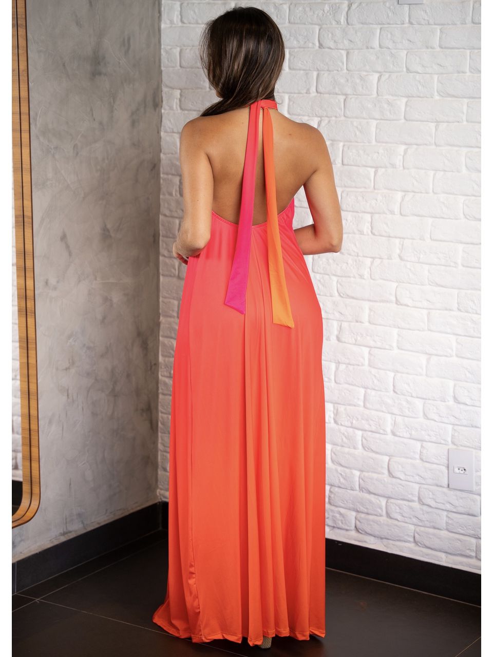 VESTIDO LONGO LENITA PINK / LARANJA - 0009320223 - ISABELA MENEZES