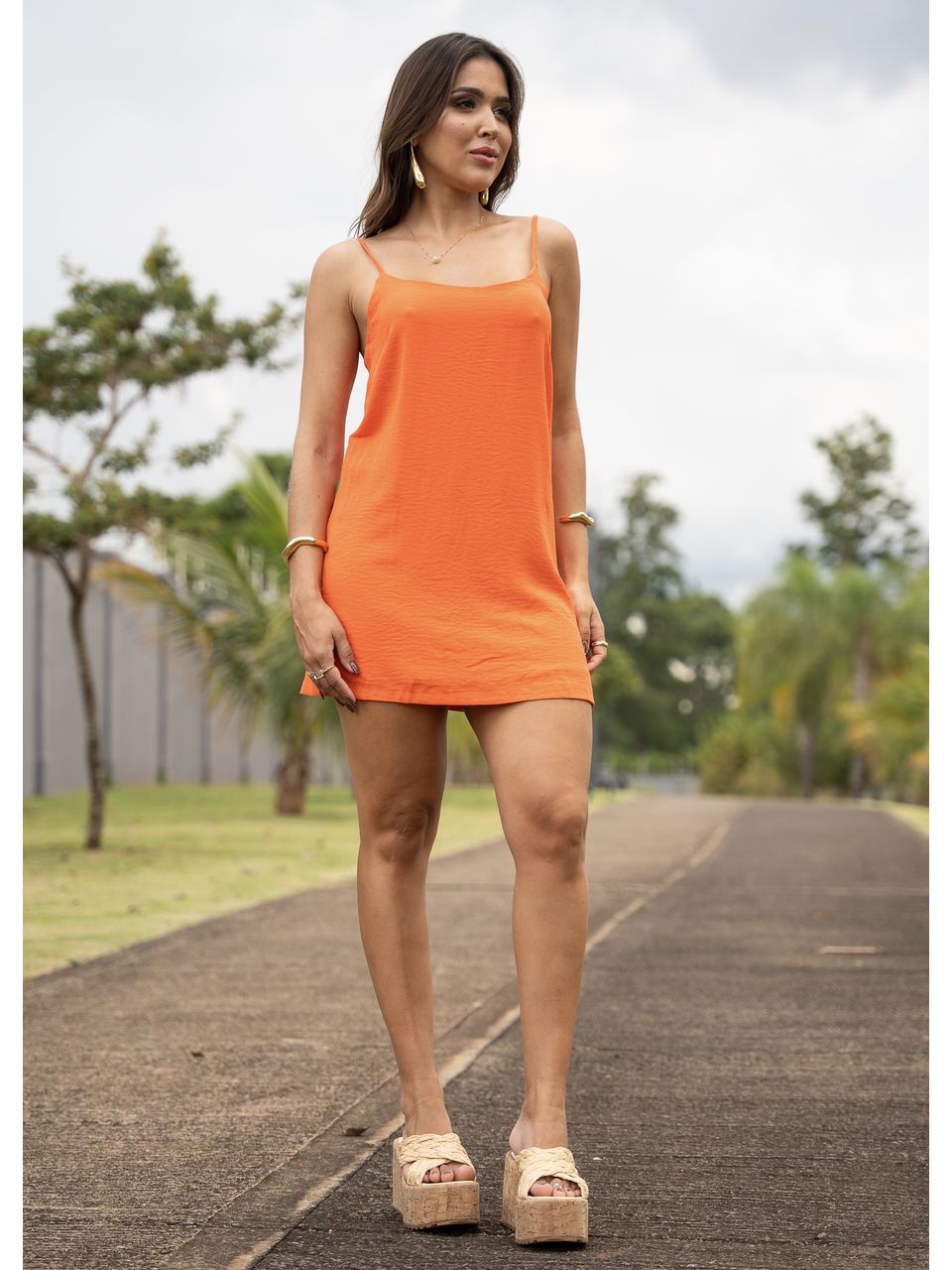 VESTIDO BASIC CREPE LARANJA - 0011730027 - ISABELA MENEZES