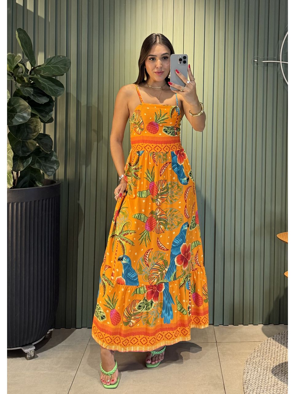 VESTIDO LONGO FIORELA LARANJA EST ARARA - 00117202... - ISABELA MENEZES